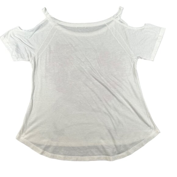 Sweet Gisele Womens Medium Sugar Skull Open Cold Shoulder SS Tee White Florida - Picture 6 of 6